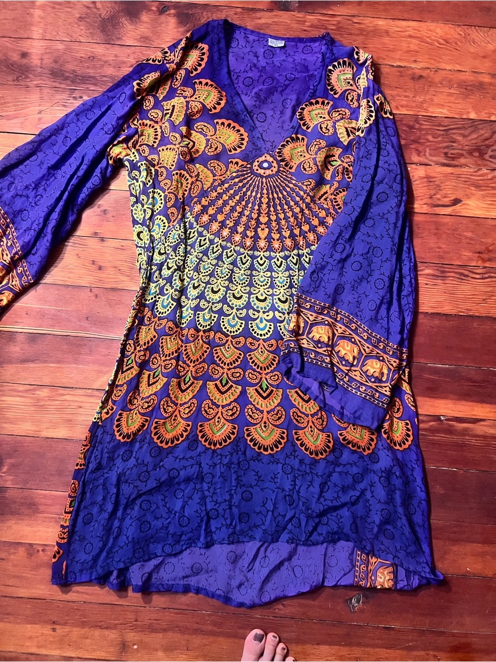 Bohemian Purple & Orange Boho Tunic Dress